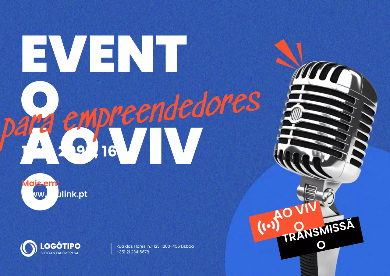 Promoção de evento para empreendedores modernos em azul
