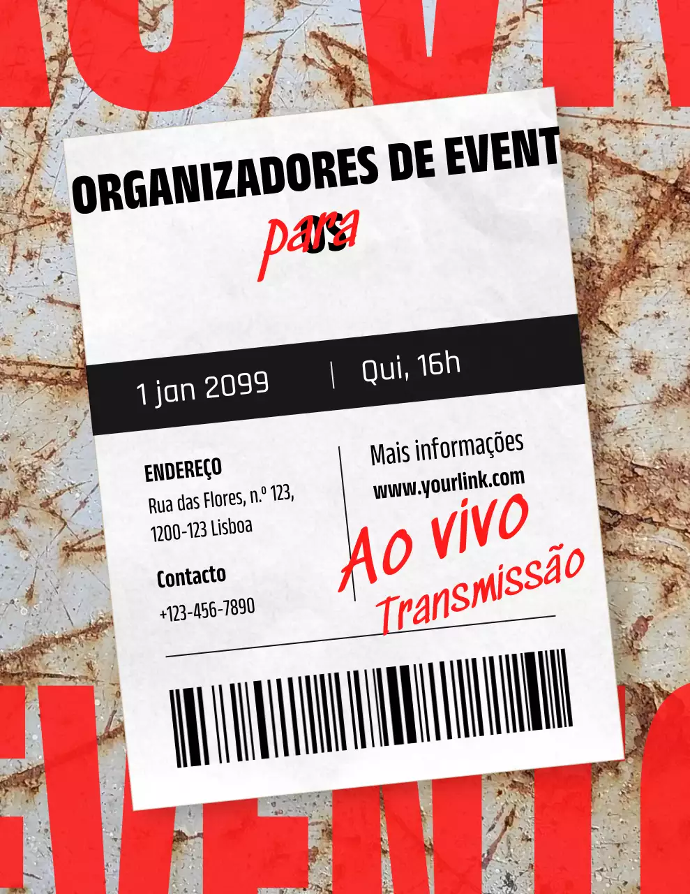anúncio de evento urbano vermelho