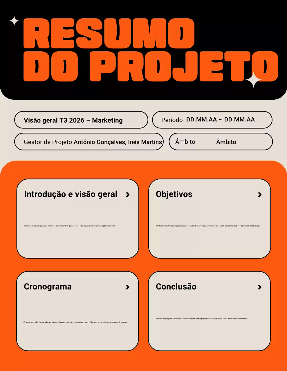 Pôster de Planejamento de Projetos Modernos Laranja