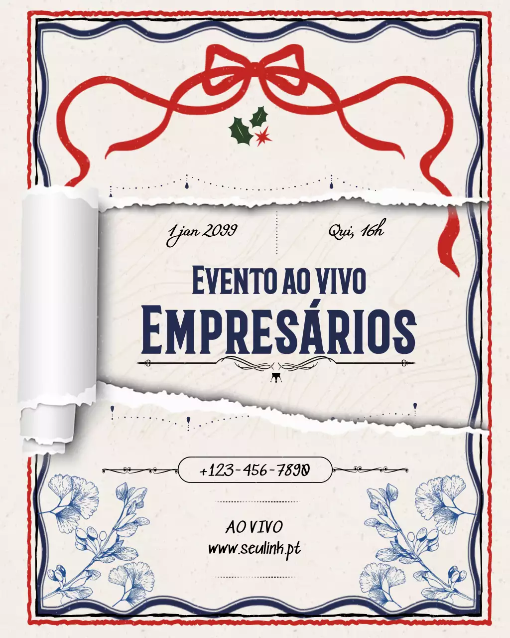 convite vermelho vintage para evento de empreendedorismo