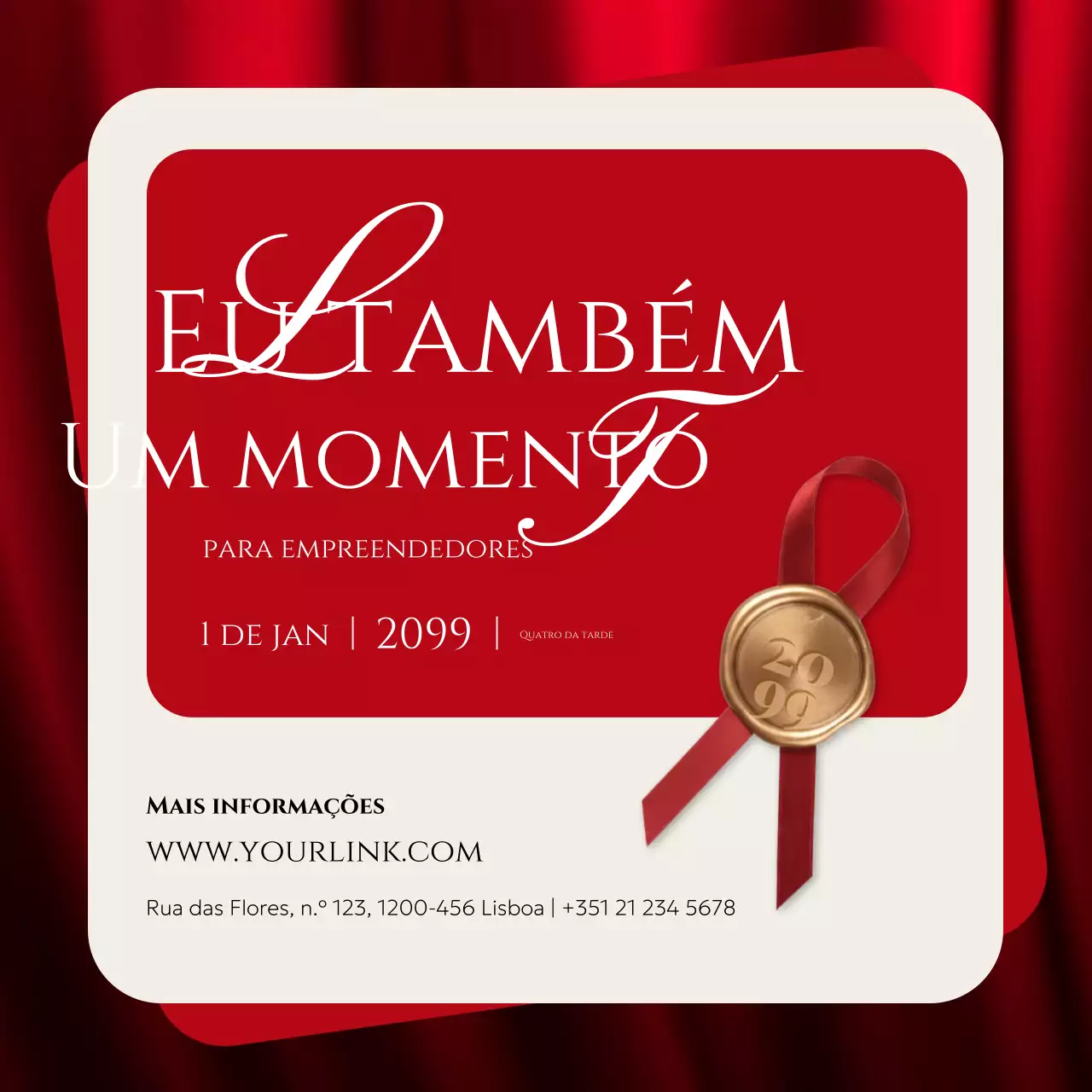convite elegante vermelho para empreendedor