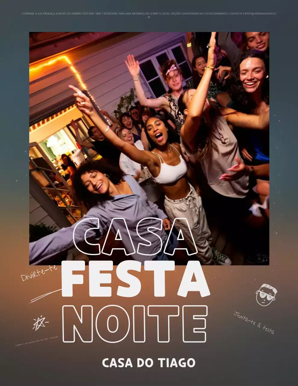 Pôster de convite para festa na cor marrom moderna