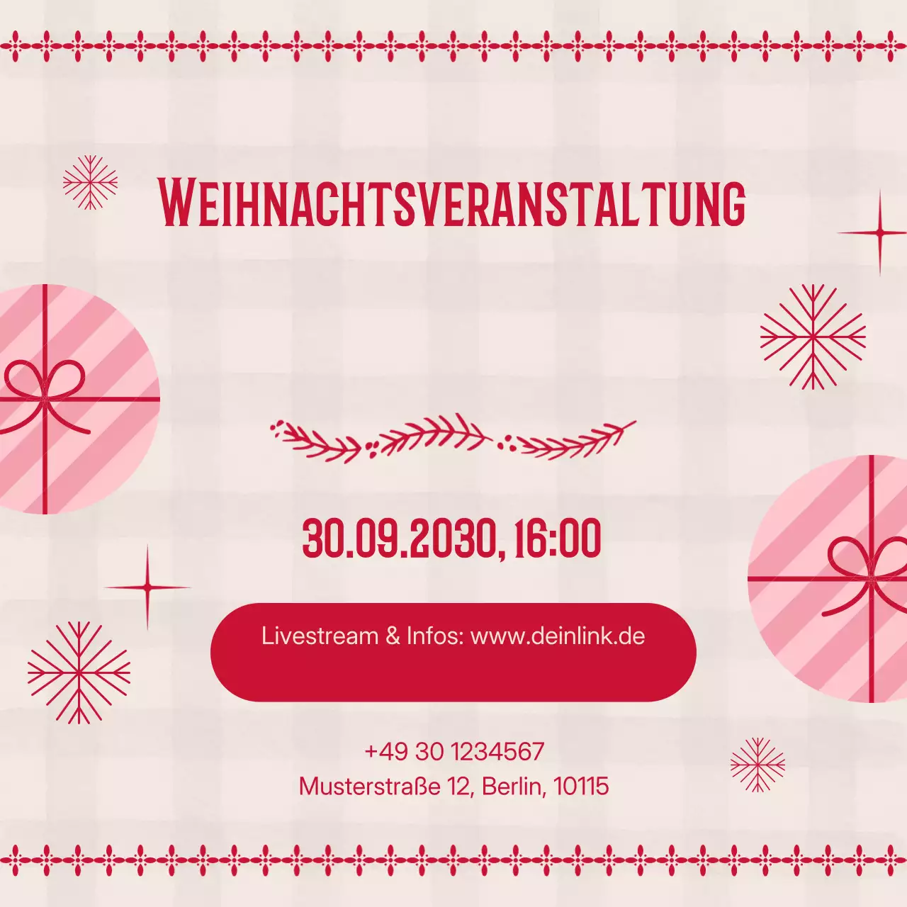 Retro-Weihnachtsfeier-Event-Werbung Social Media Square
