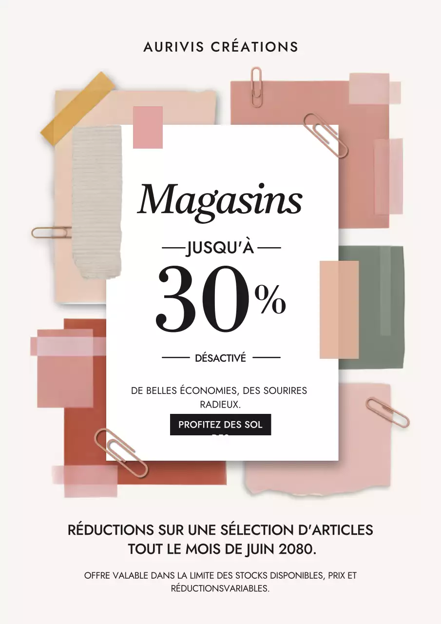 Affiche promotionnelle de soldes moderne beige