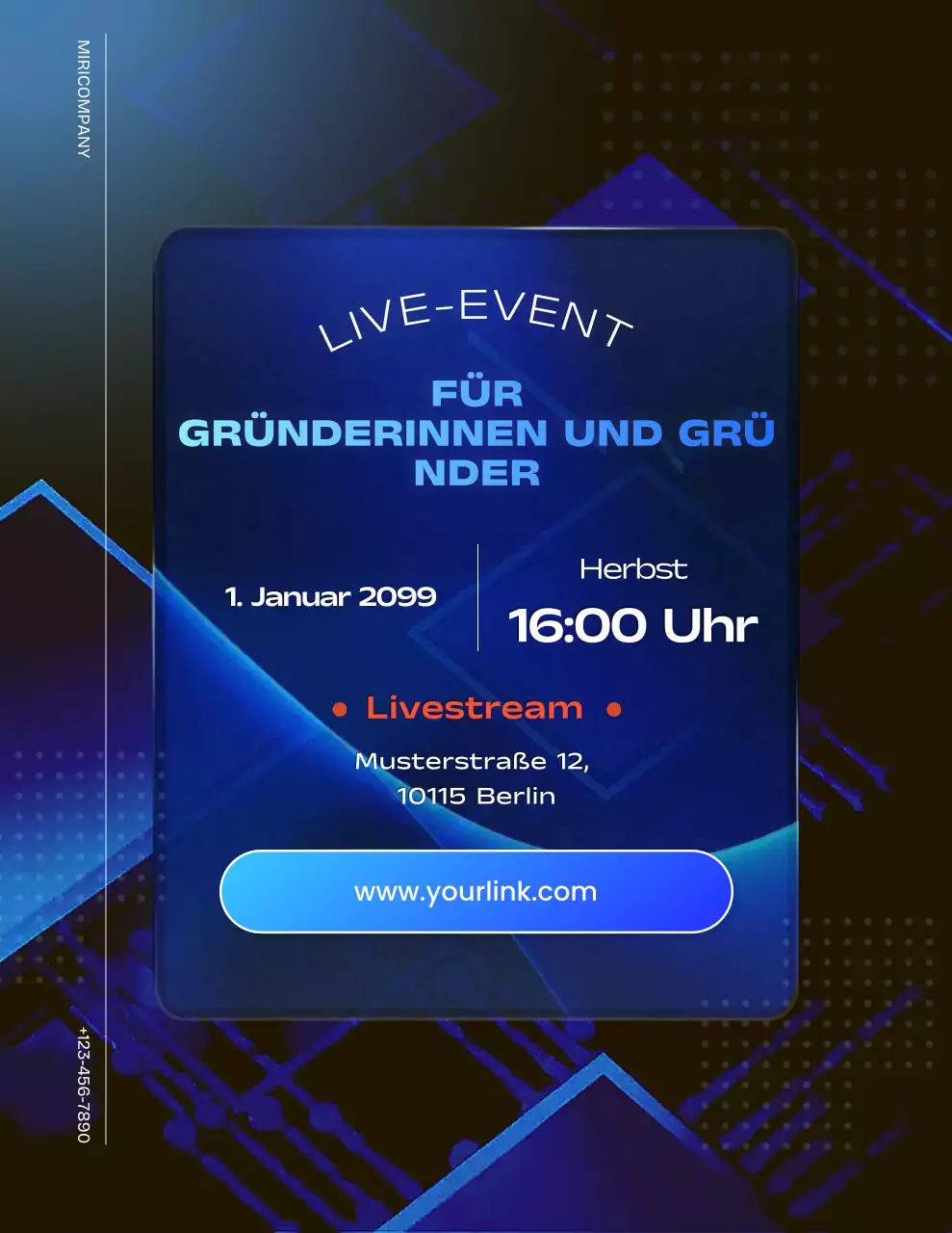 Ankündigung einer modernen blauen Veranstaltung