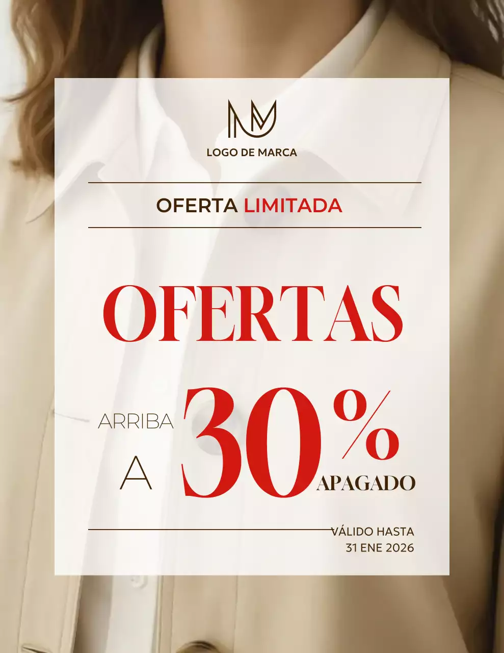 Promoción de venta moderna en beige