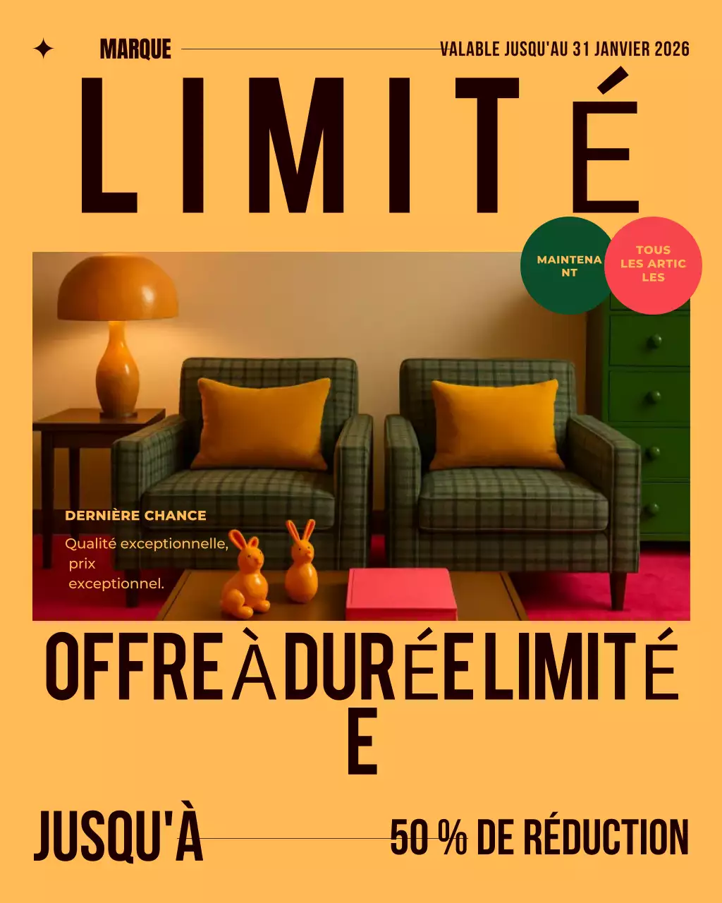 promotion sur les meubles rétro orange