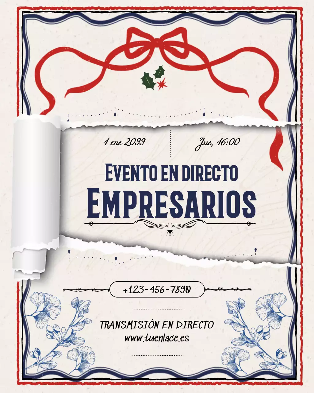 Invitación vintage roja para evento empresarial