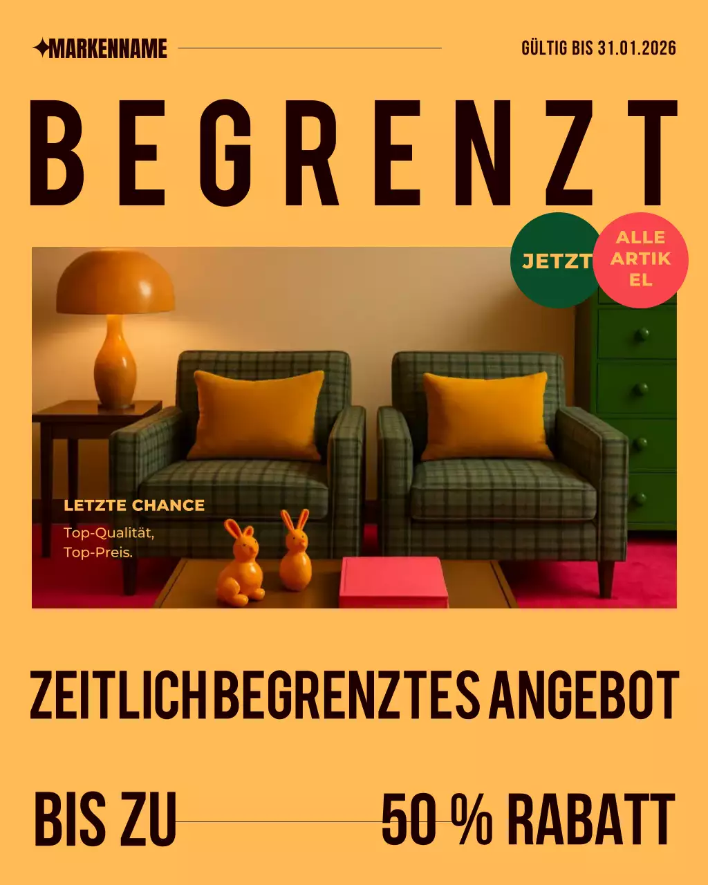 Sonderangebot für orangefarbene Retro-Möbel