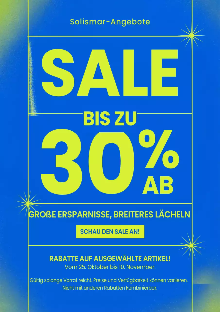 Blaues, fettes Verkaufsplakat