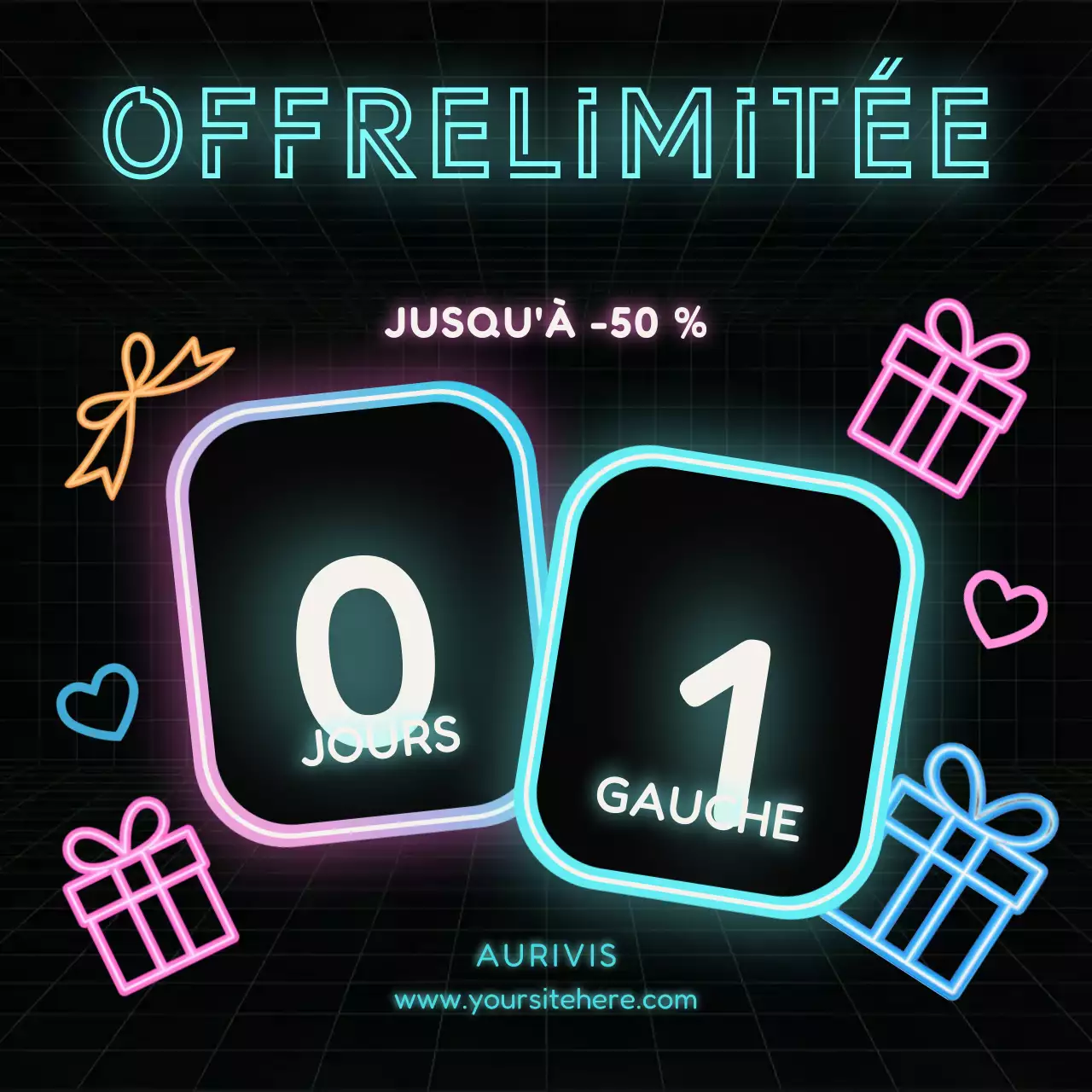 Promotion de vente moderne néon sur les réseaux sociaux Square