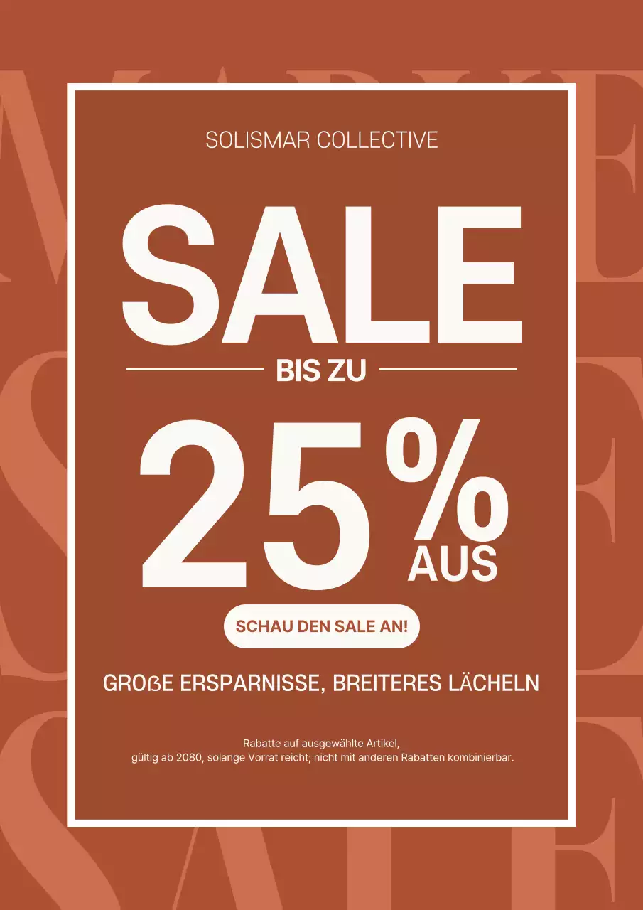 Braunes, fettgedrucktes Verkaufsplakat