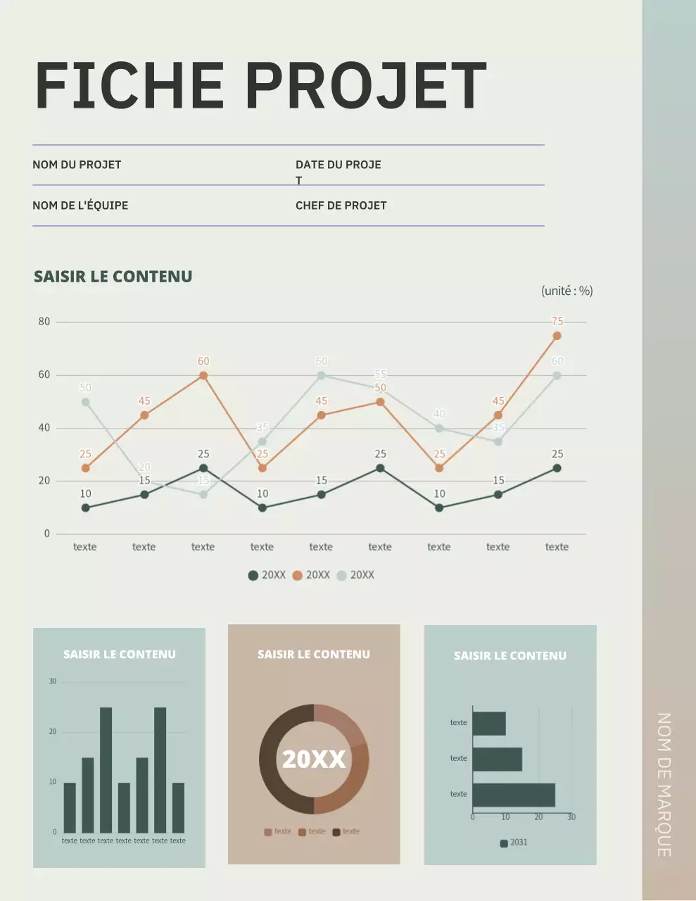 Affiche beige moderne du document de plan de projet
