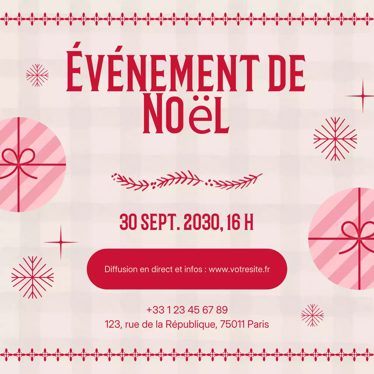 Publicité pour un événement de célébration de Noël rétro sur les réseaux sociaux Square