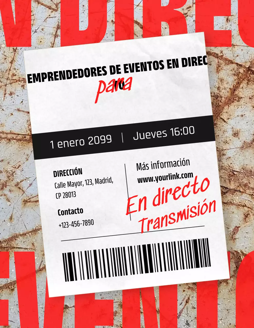 Anuncio de evento urbano rojo