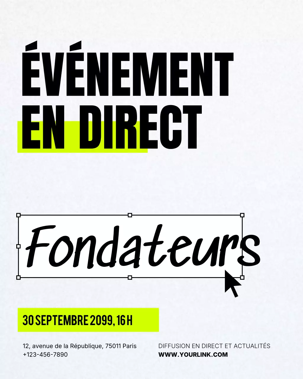 annonce d'événement moderne noir