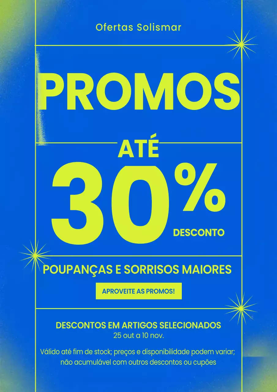 Pôster promocional azul em negrito