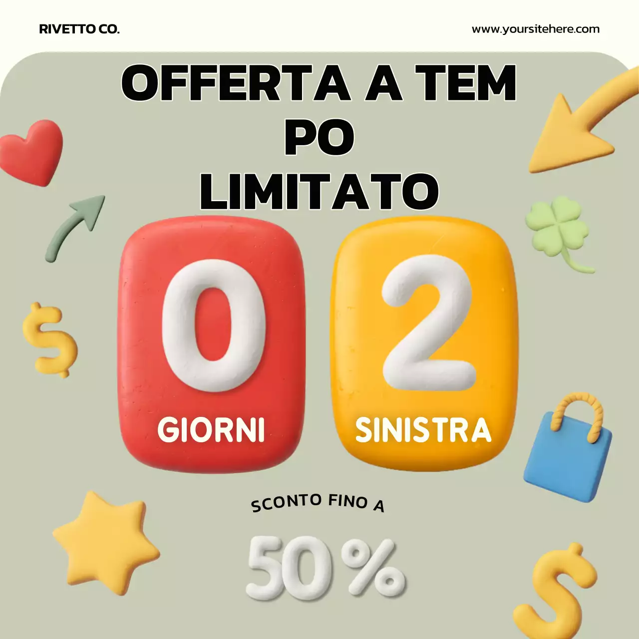 Post Instagram promozionale con sconto retrò giallo