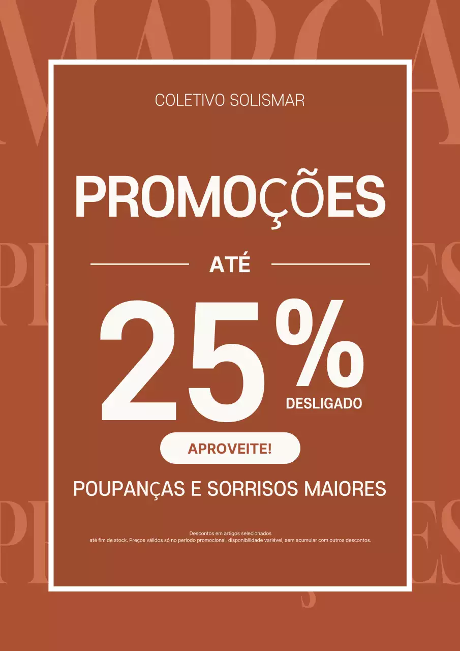 Pôster promocional de venda em negrito marrom