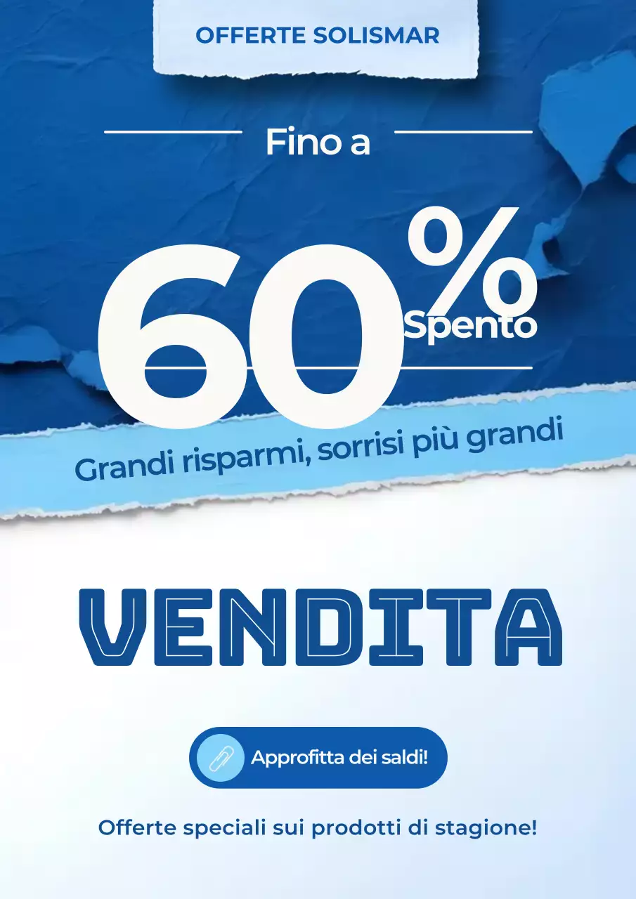 Manifesto pubblicitario per la promozione di saldi moderni blu