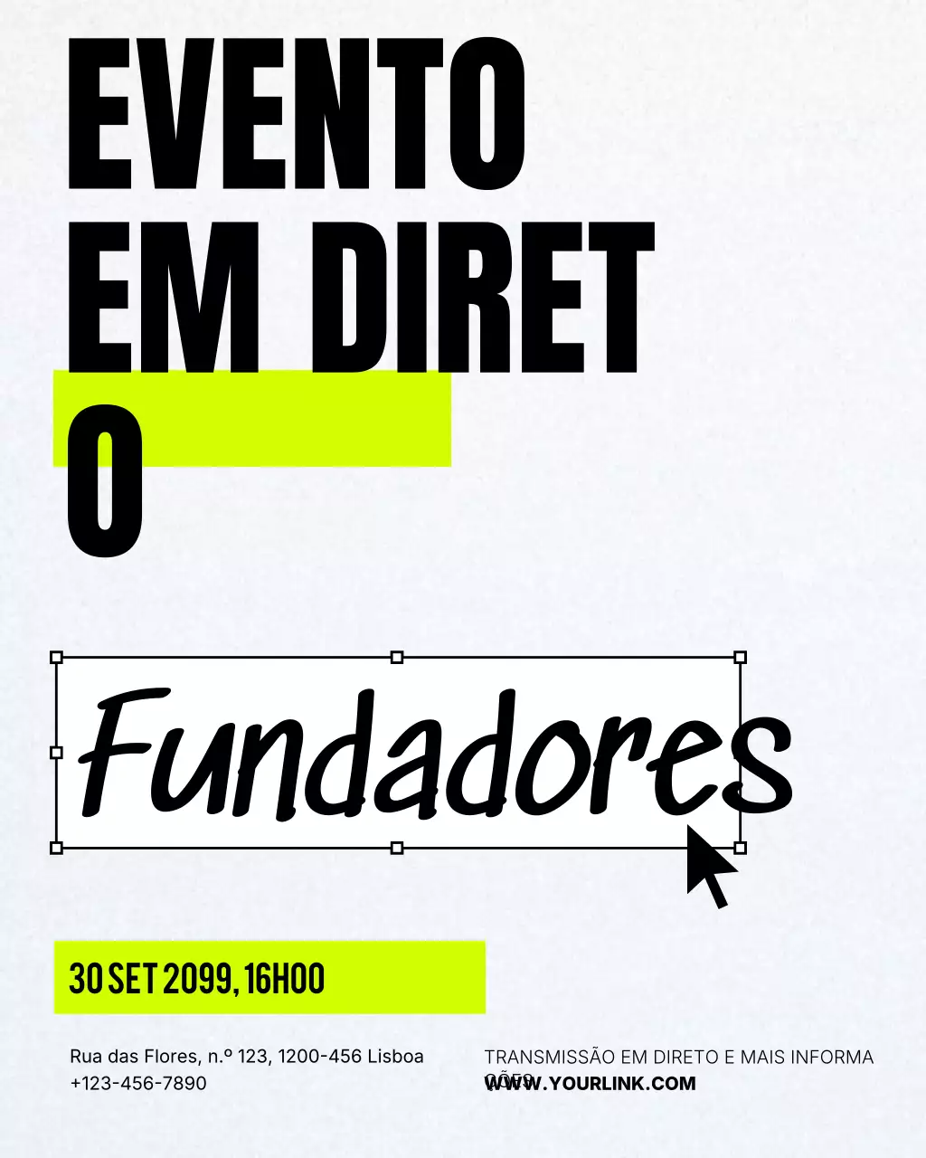 anúncio de evento moderno em preto