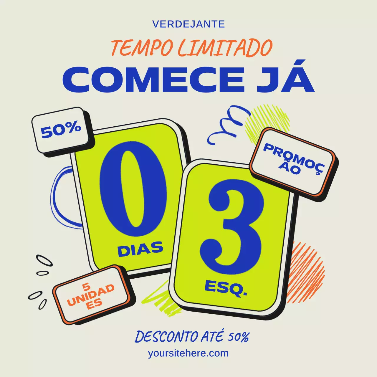 Postagem promocional em amarelo vibrante