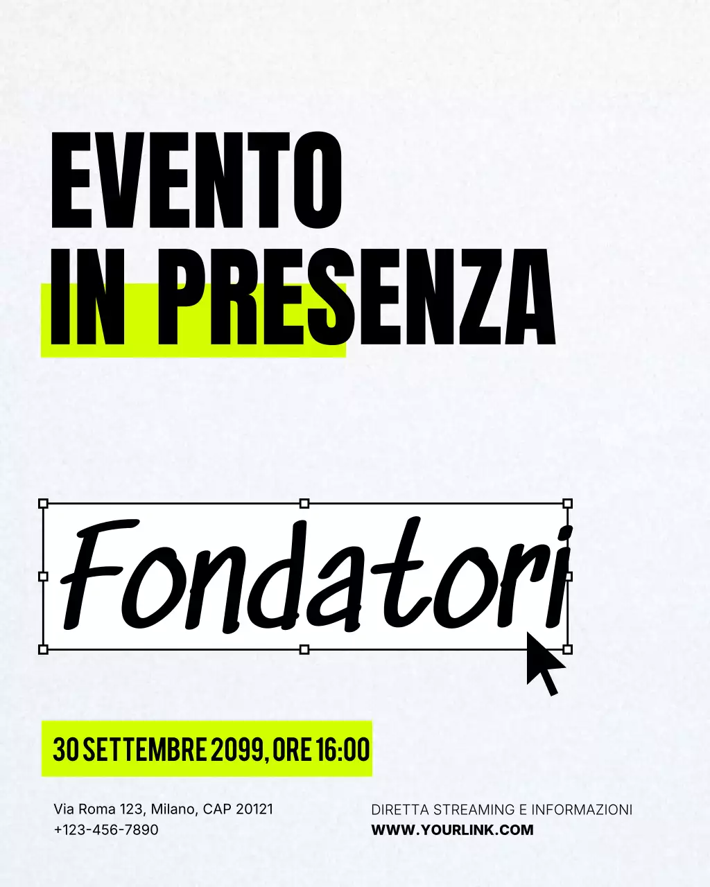 annuncio dell'evento moderno nero