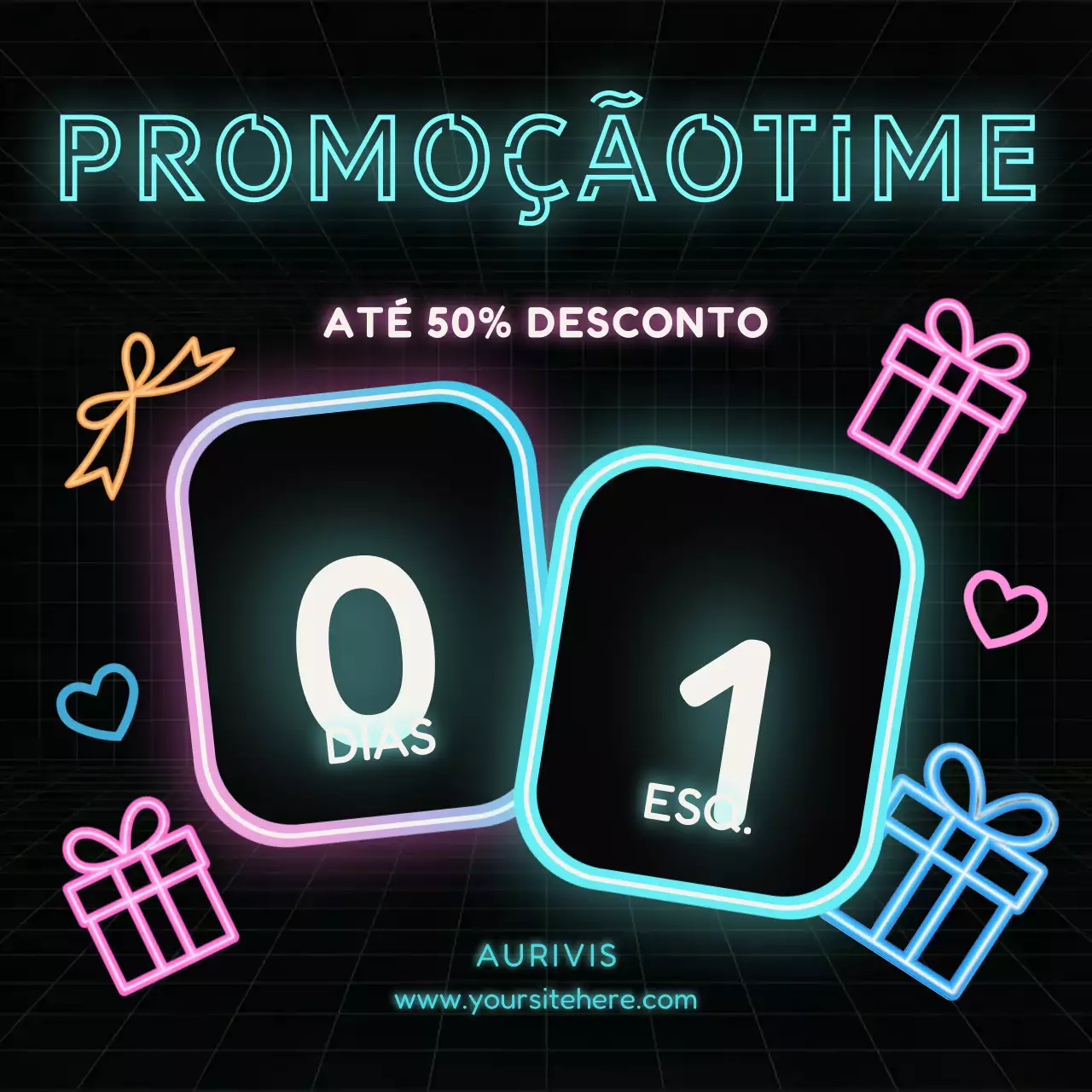 Promoção de Vendas Modernas em Neon Square para Mídias Sociais