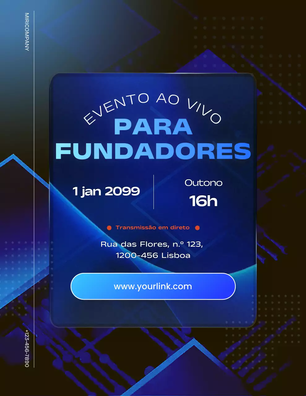anúncio de evento moderno azul
