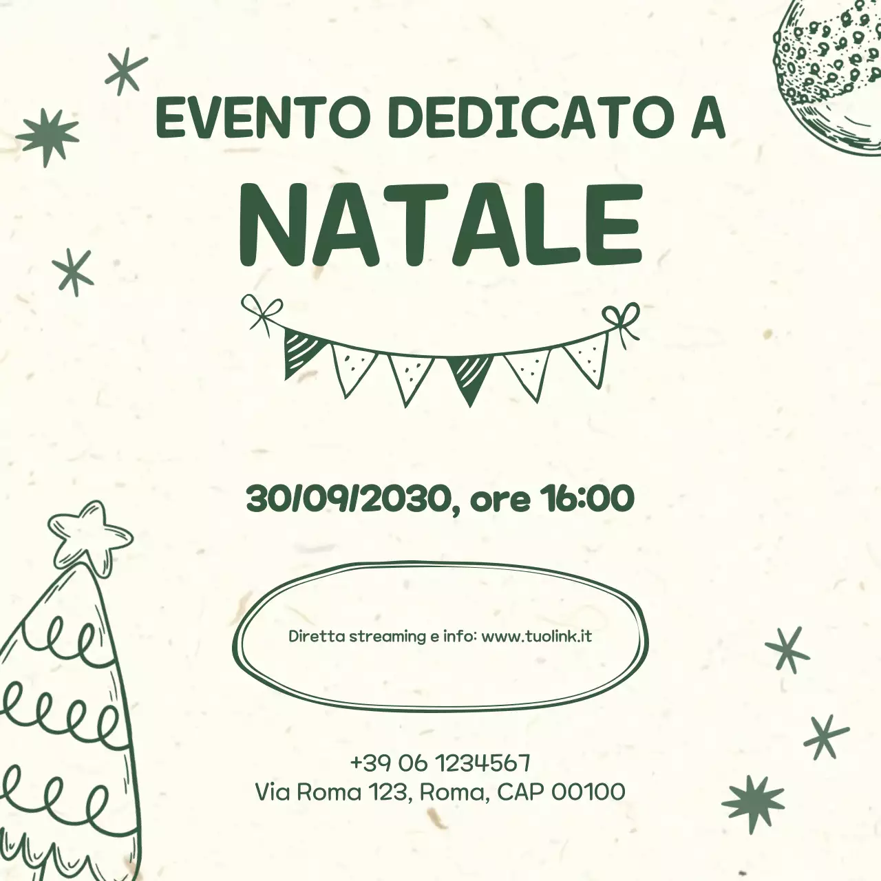 Pubblicità per eventi di celebrazione natalizia disegnata a mano sui social media Square