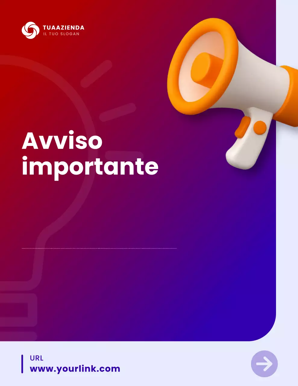 annuncio aziendale moderno viola