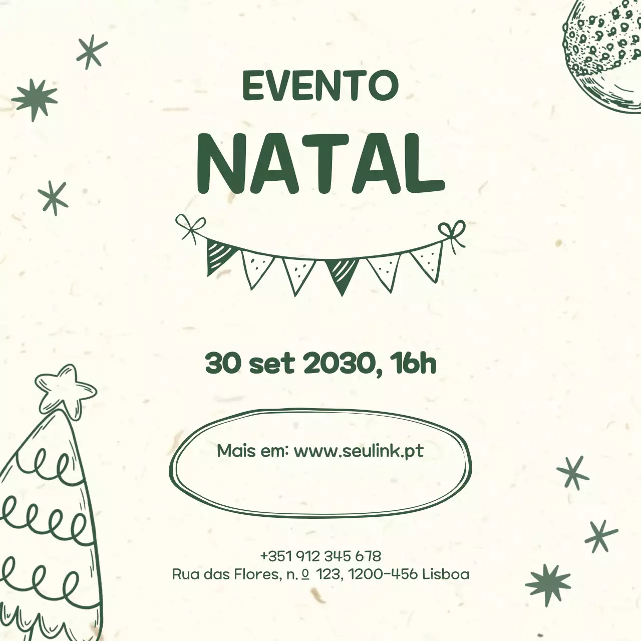 Anúncio de evento de celebração de Natal desenhado à mão para redes sociais (quadrado)
