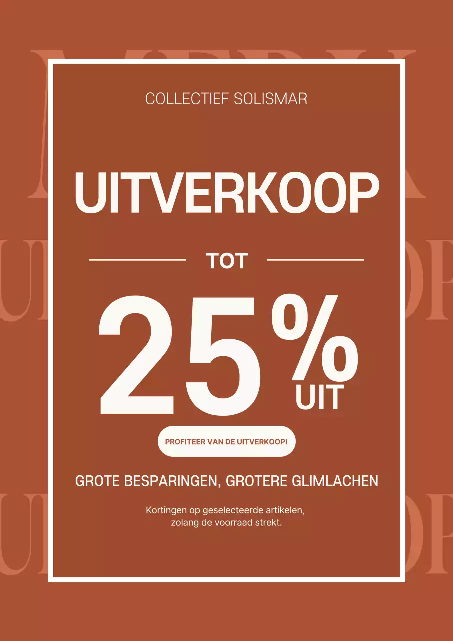 Bruine, opvallende poster voor een uitverkoopactie