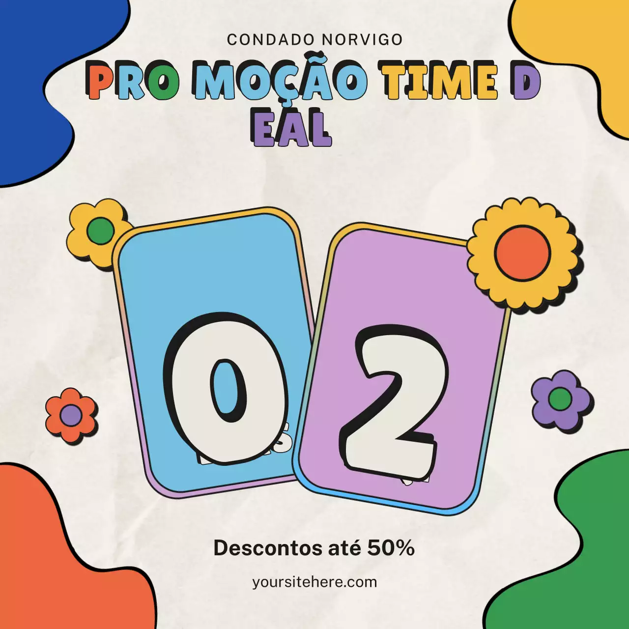 Pôster colorido retrô para anúncio de venda promocional