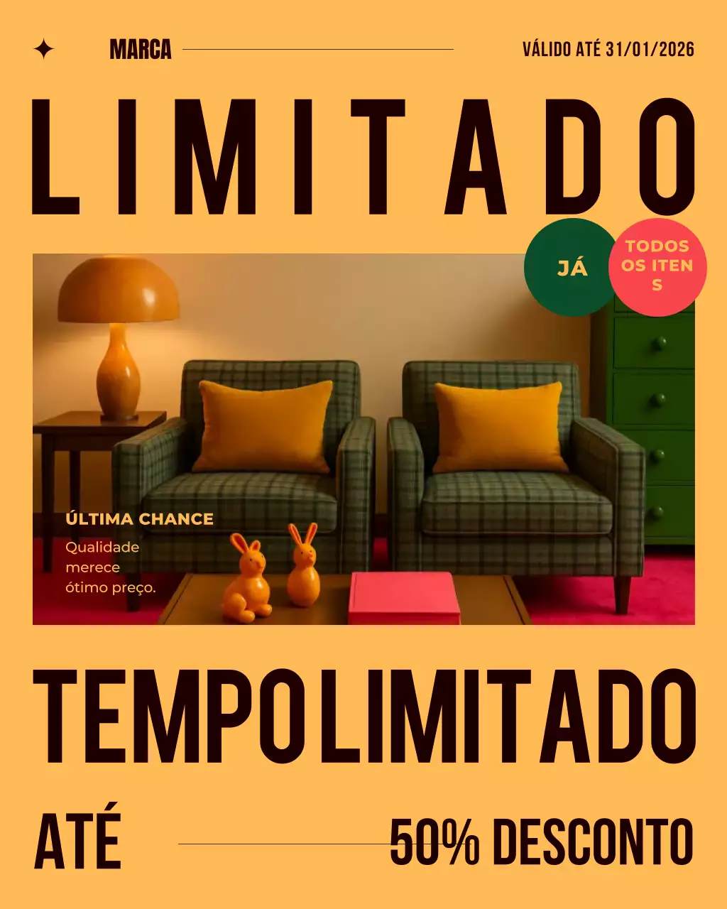 Promoção de móveis retrô laranja