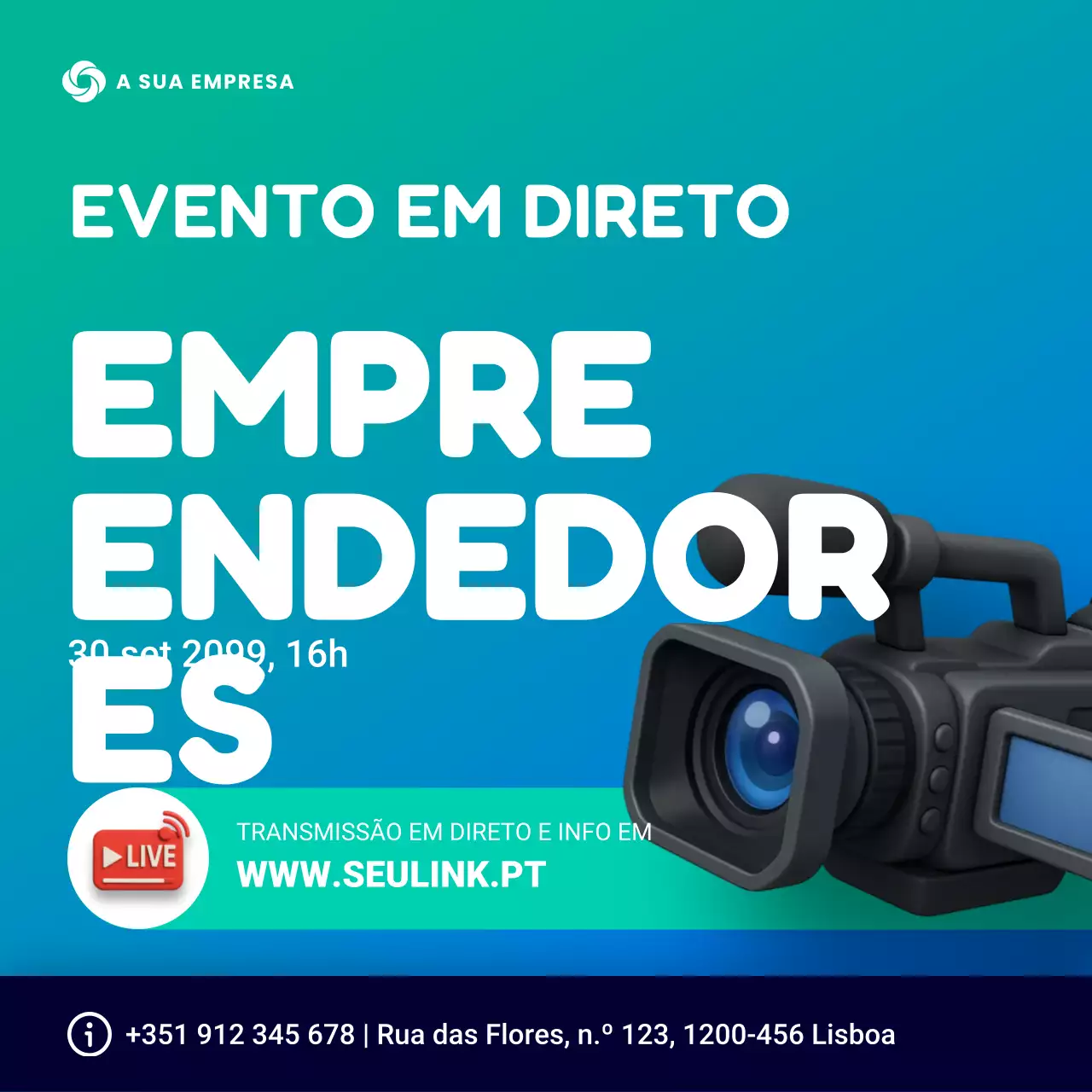 evento de empreendedorismo moderno em verde-azulado