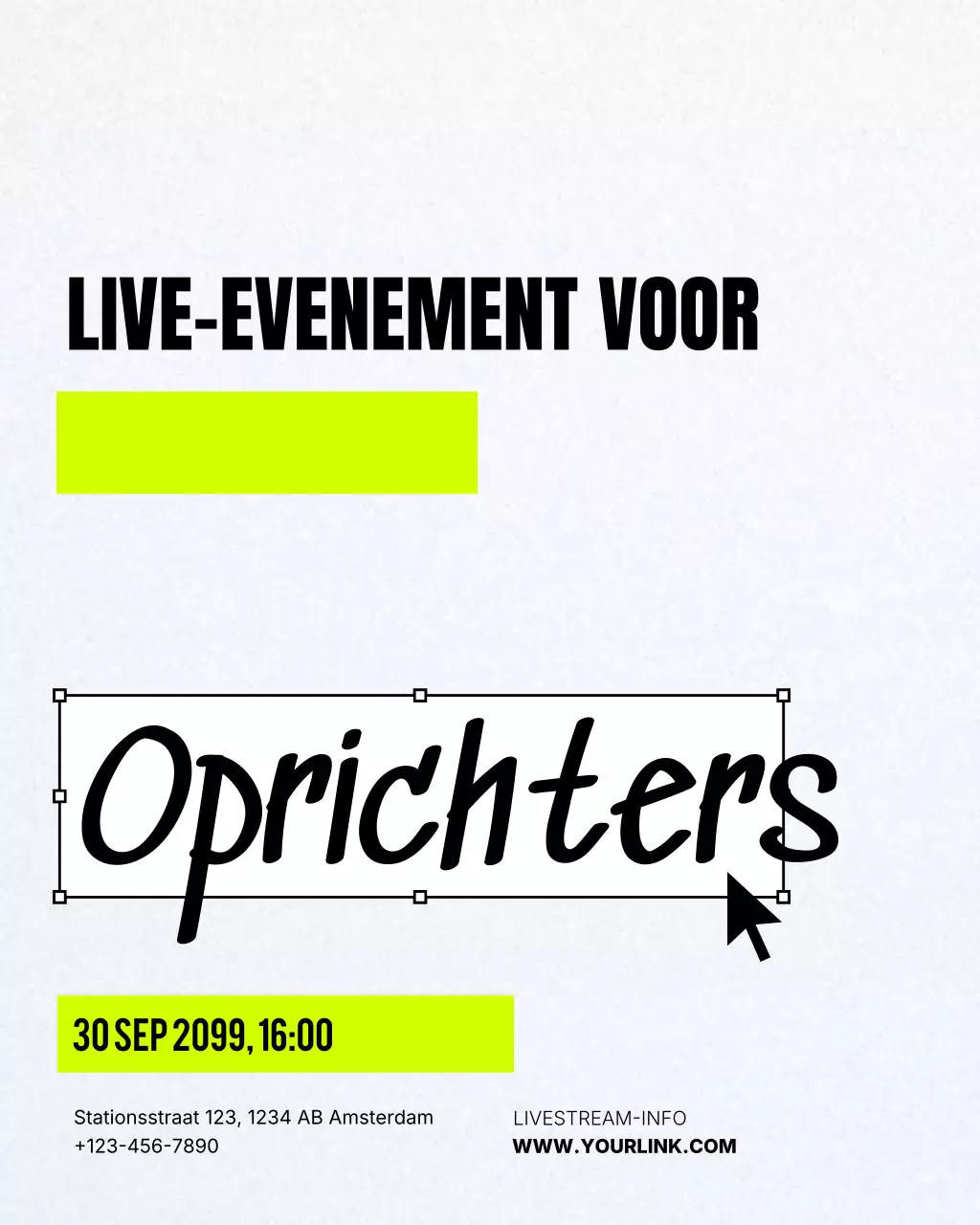 aankondiging van een evenement in de zwarte moderne stijl