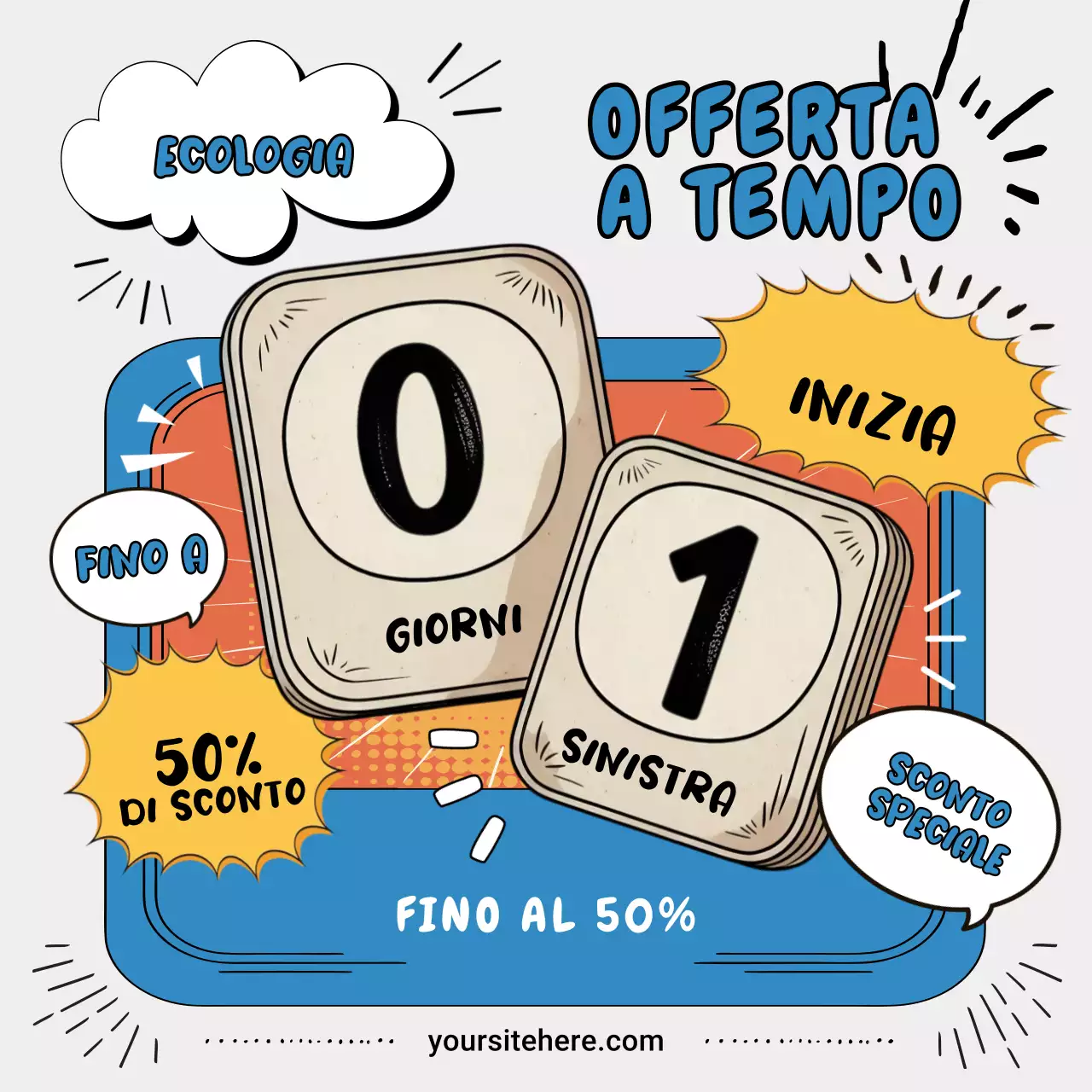 Post Instagram pubblicitario di Blue Comic Discount