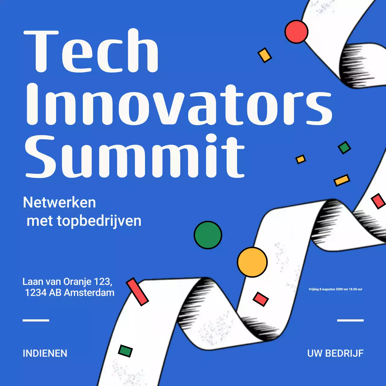 Uitnodiging voor een modern technologie-evenement in blauw