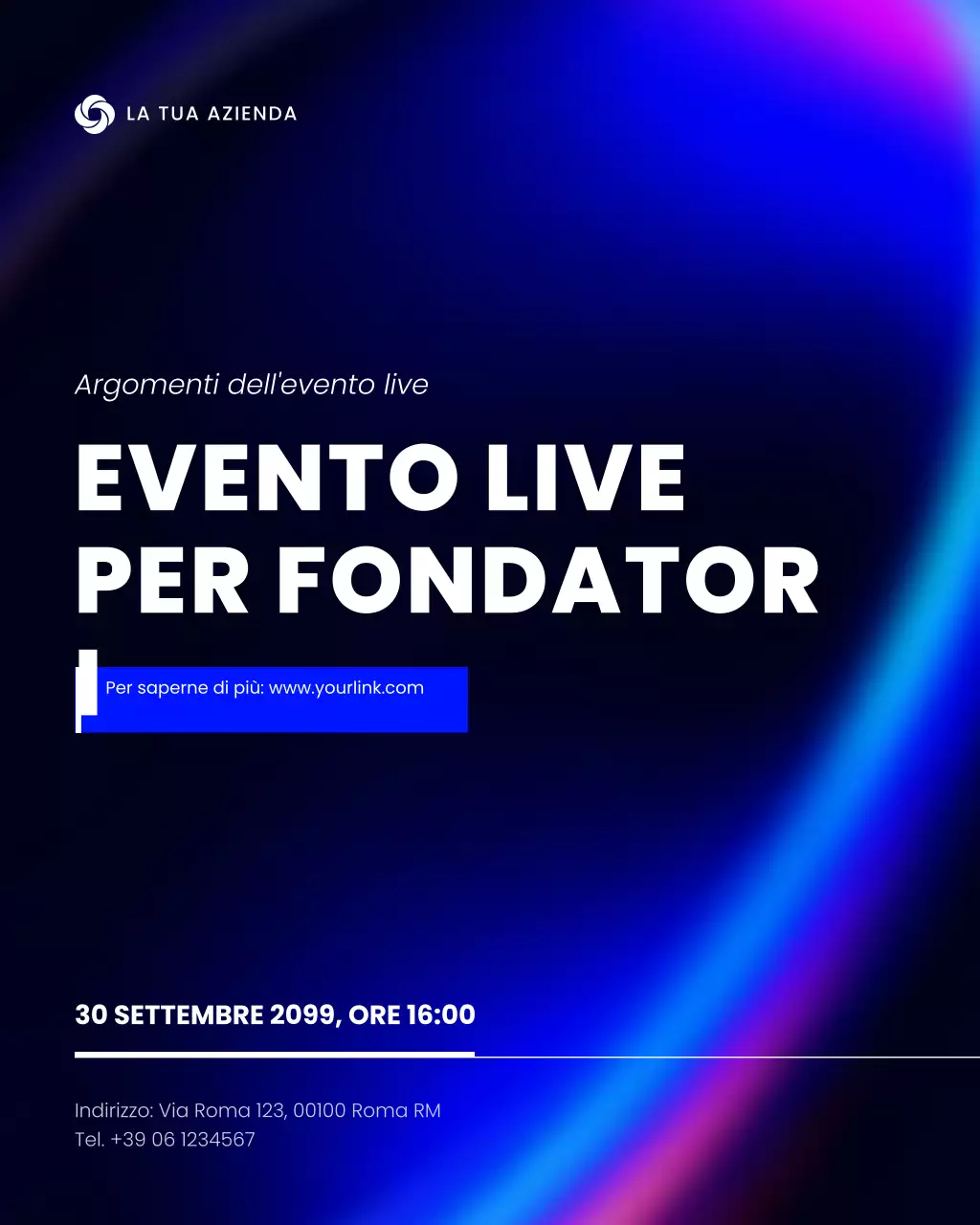 annuncio di evento moderno blu