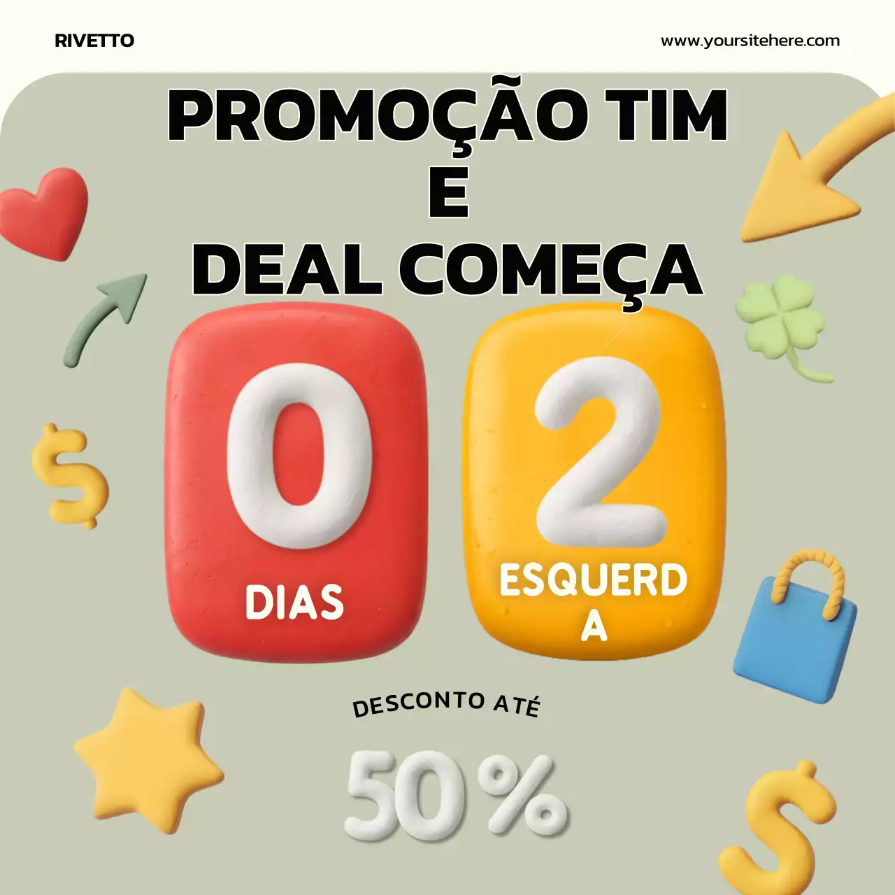 Postagem no Instagram sobre promoção de desconto retrô amarelo