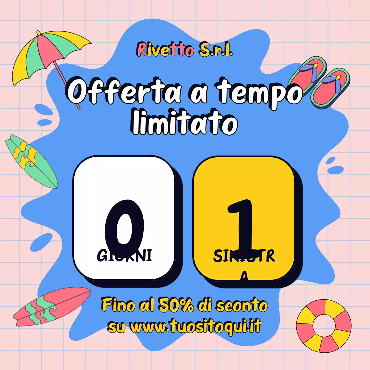 Post di Instagram con pubblicità promozionale di vendita retrò colorata