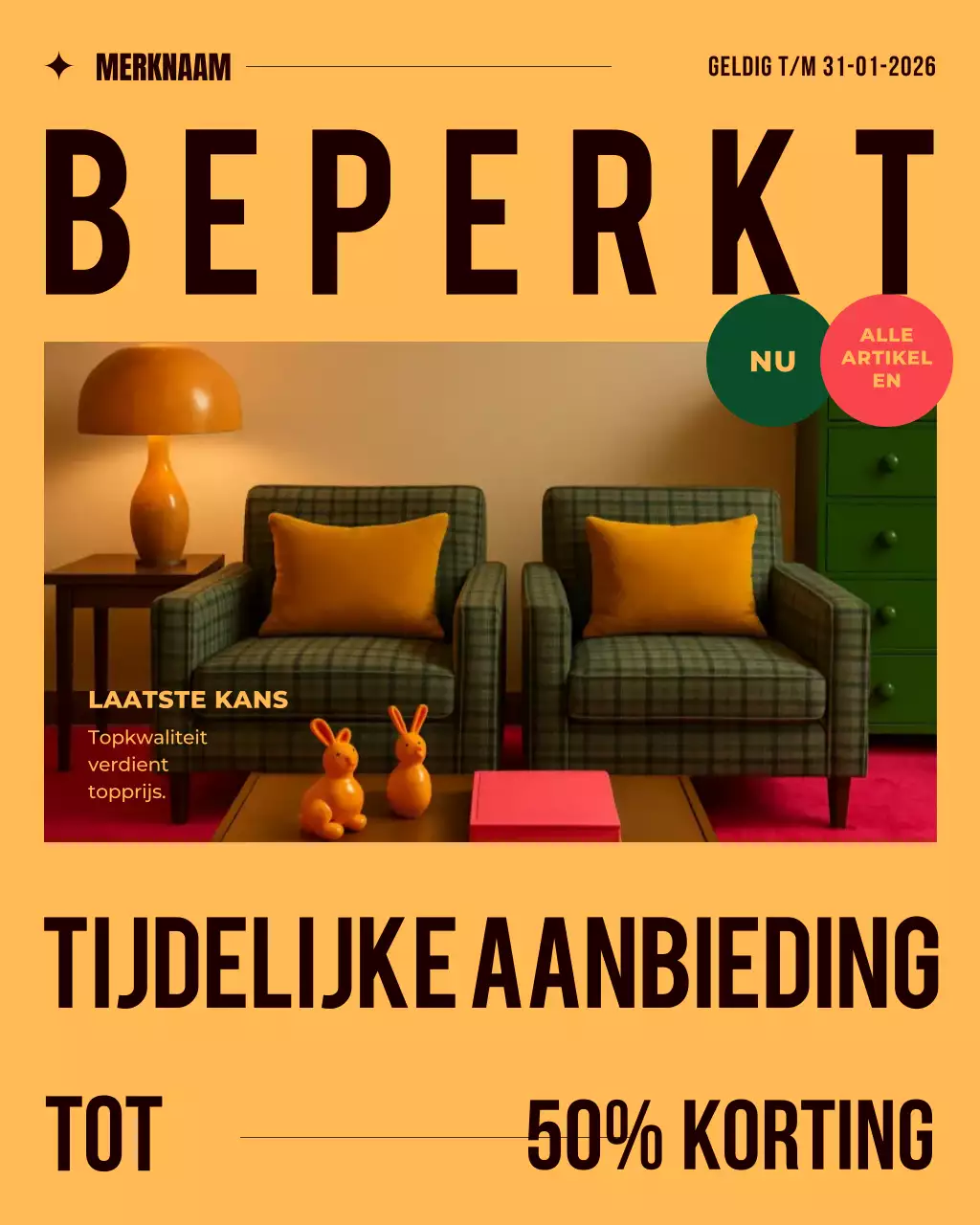 Oranje retro meubelaanbieding