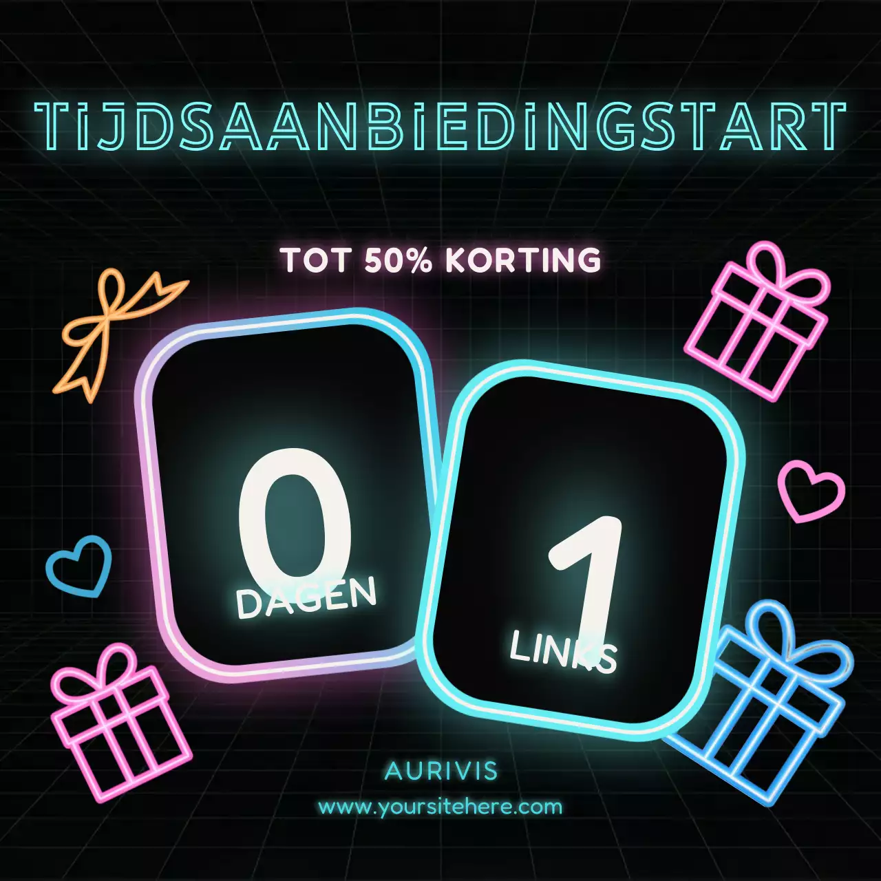 Neon Modern Sale Promotie Sociale Media Vierkant