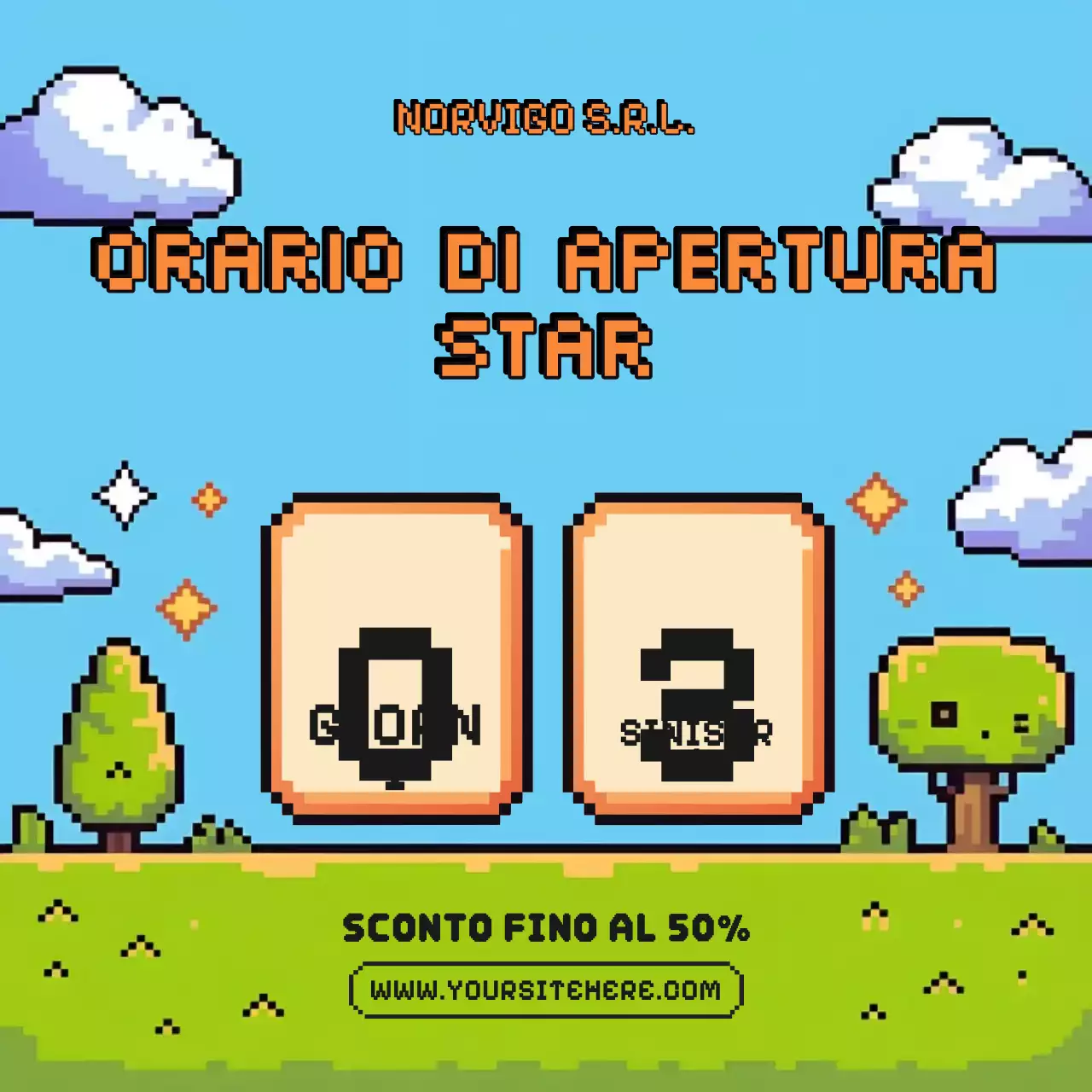 Post Instagram con promozione sconto retrò blu