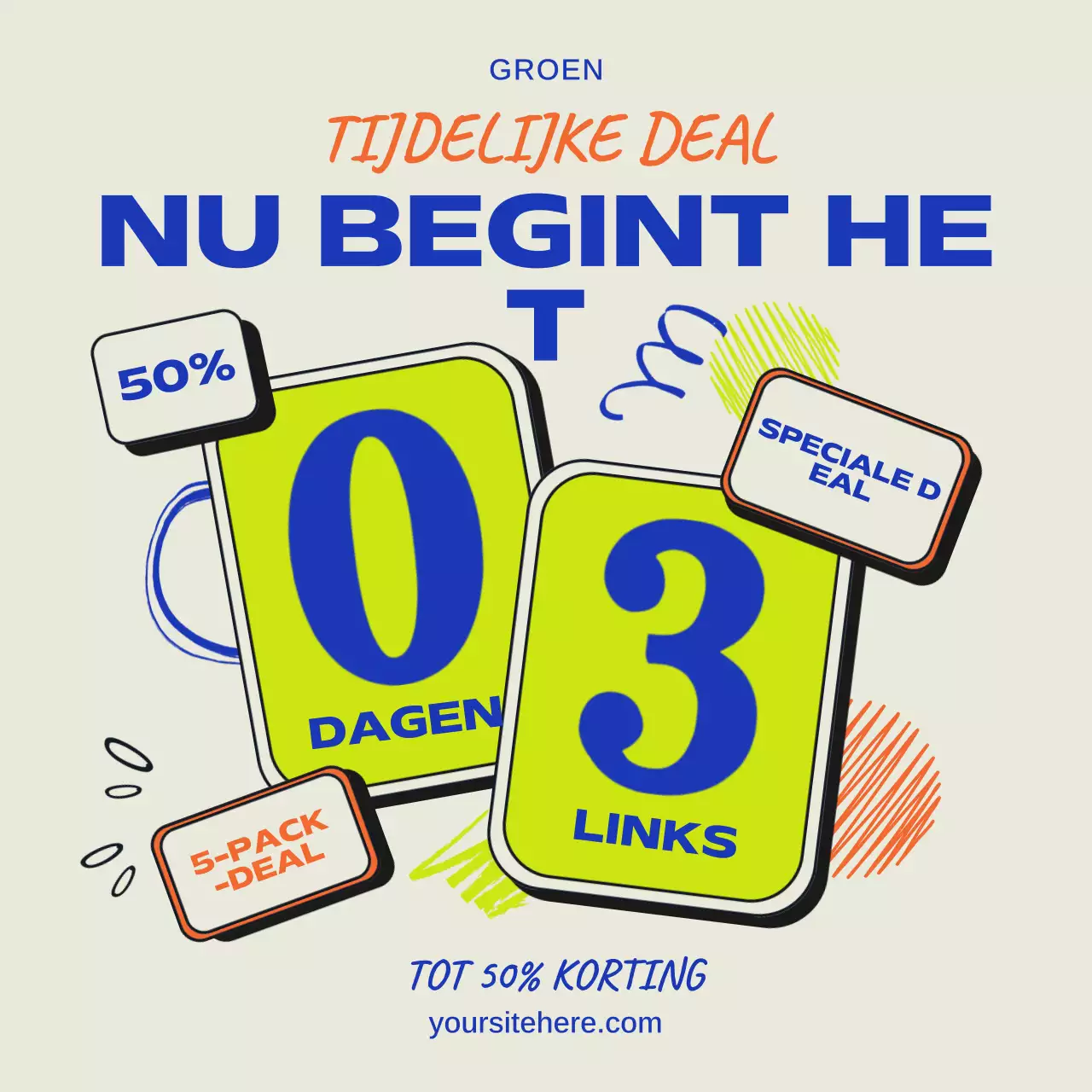 Geel, vetgedrukt, aanbiedingsbericht