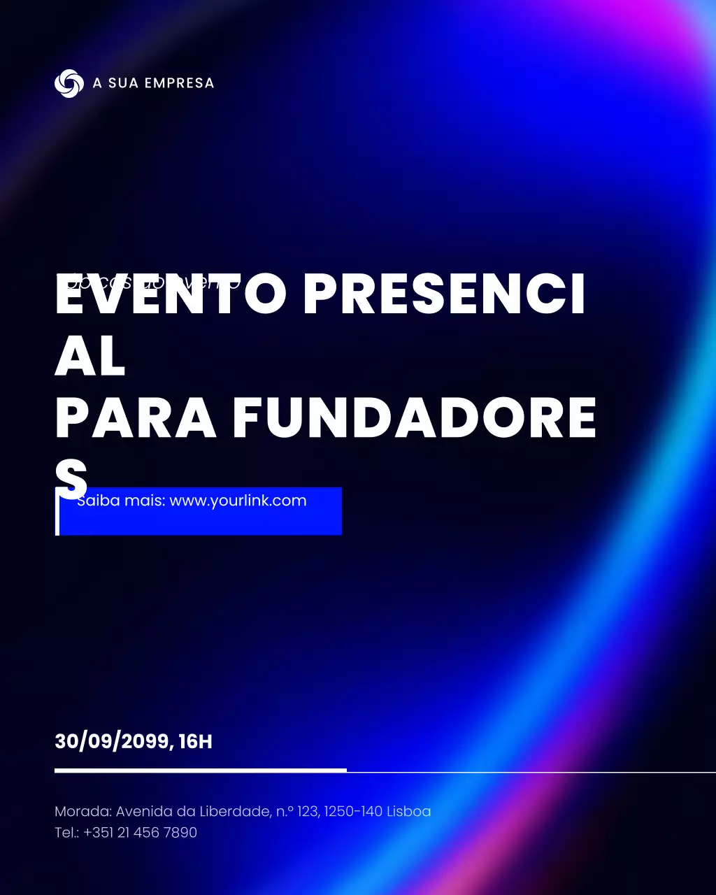 anúncio de evento moderno azul