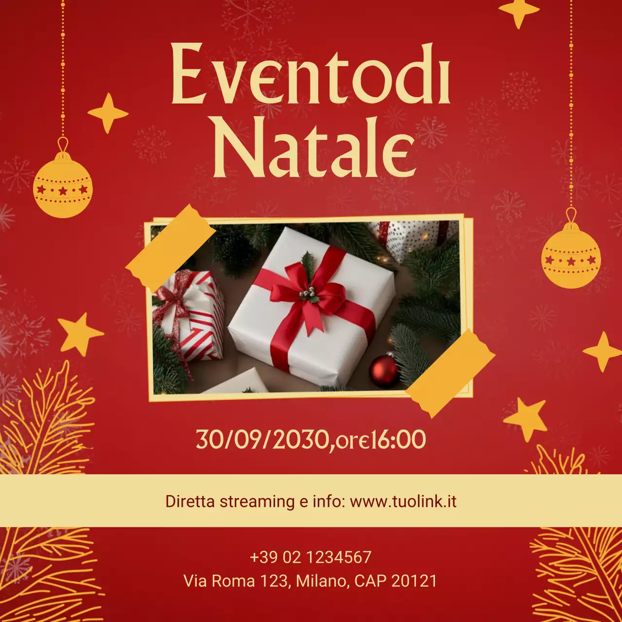 Pubblicità per eventi di celebrazione delle festività natalizie del massimalismo Social Media Square