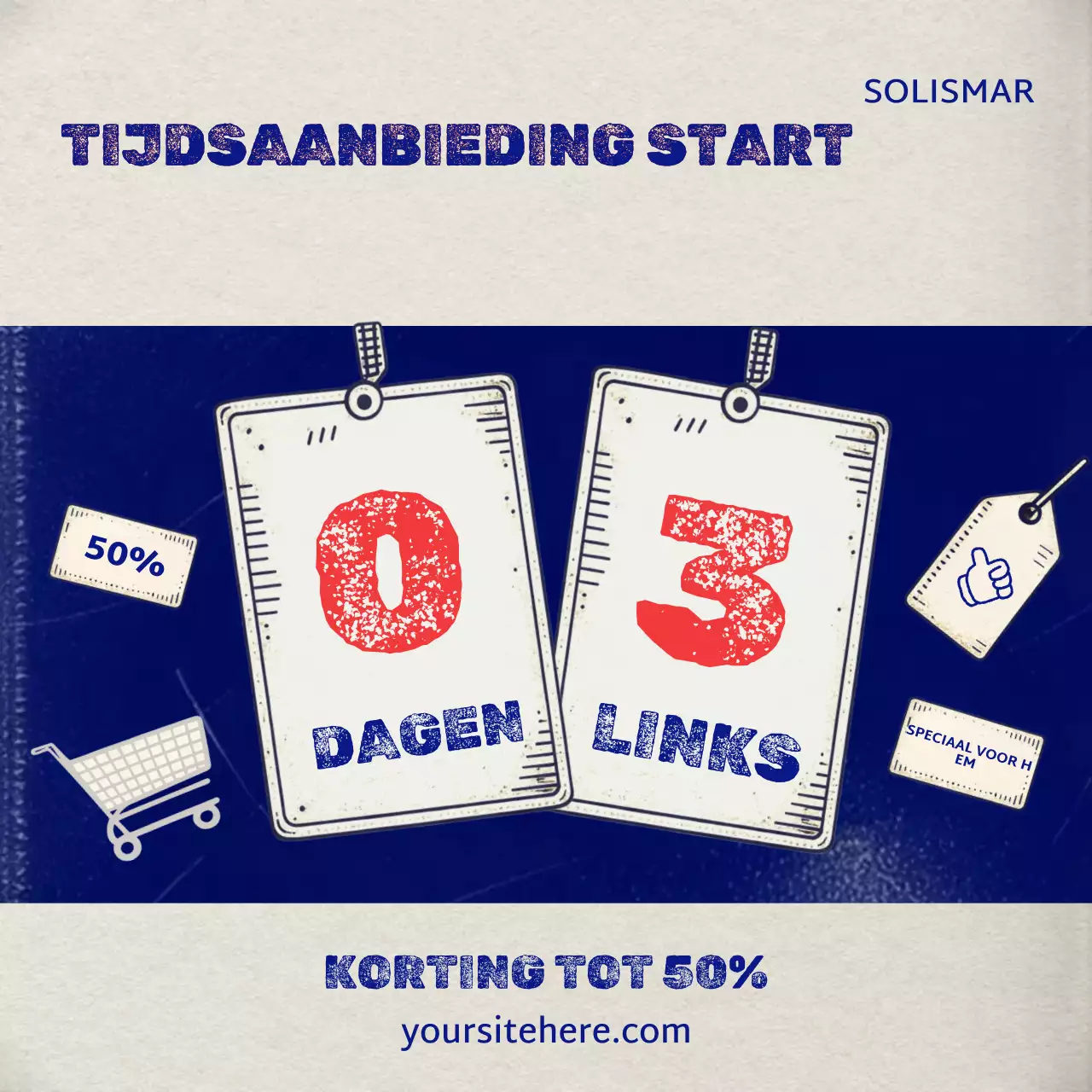 Blauwe Retro Sale Aanbieding