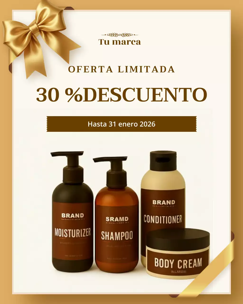 Promoción elegante de cuidado de la piel en tonos beige